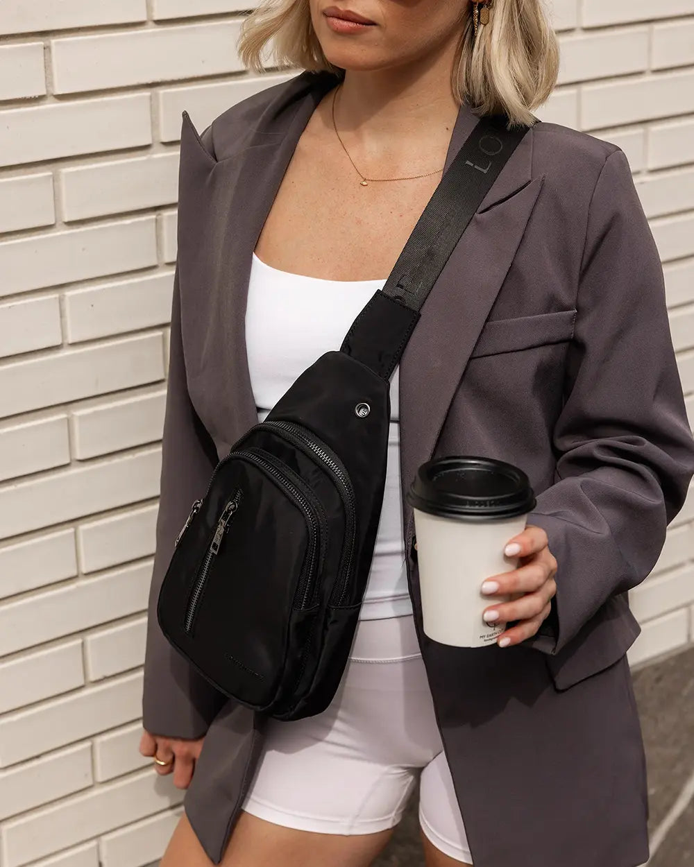 LOUENHIDE Boyd Nylon Sling Bag in Black