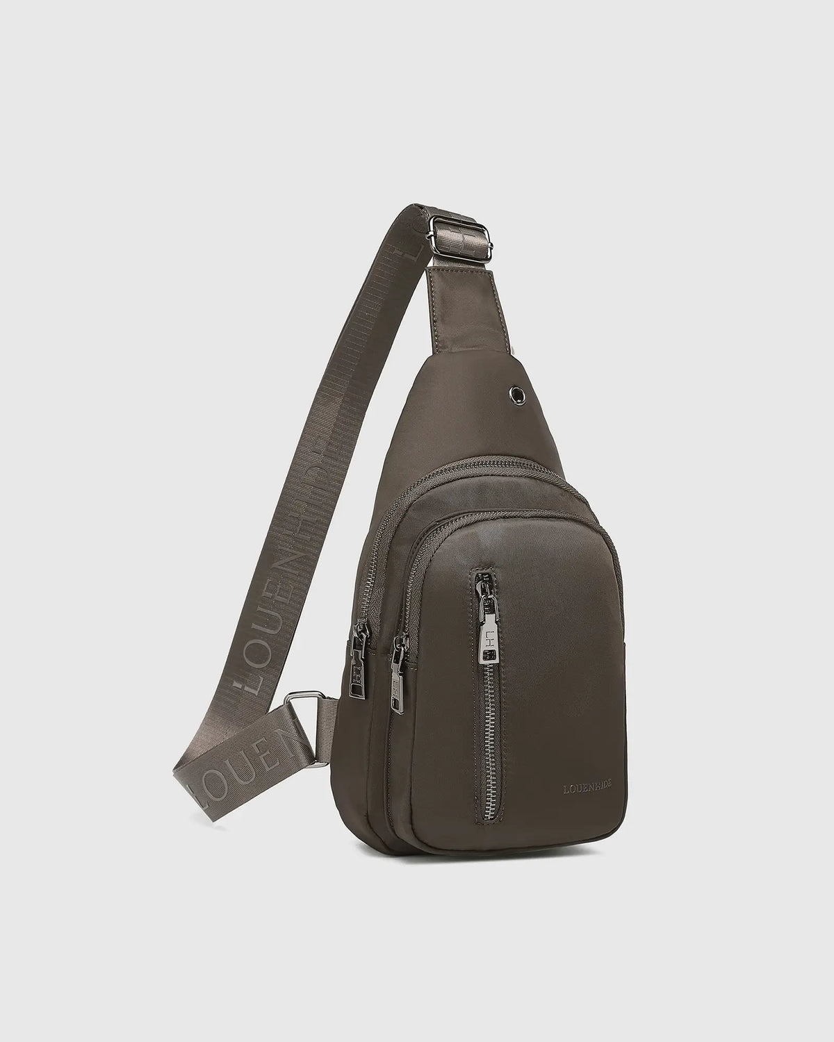 LOUENHIDE Boyd Nylon Sling Bag in Chocolate