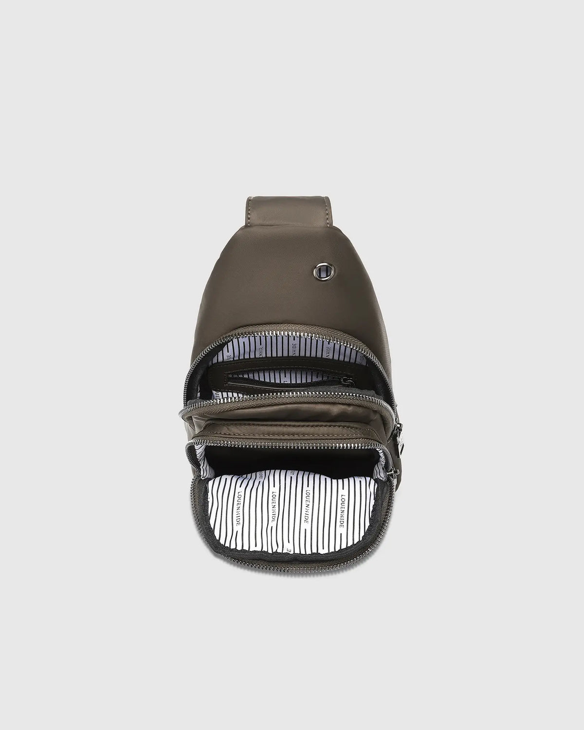 LOUENHIDE Boyd Nylon Sling Bag in Chocolate