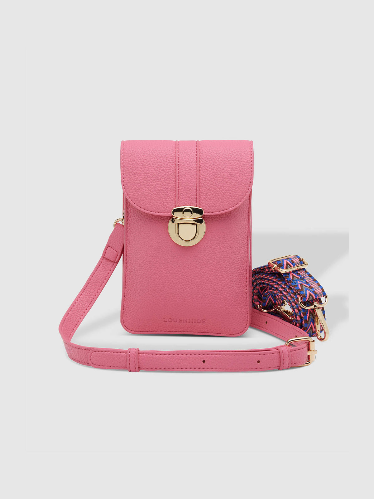 LOUENHIDE fontaine phone crossbody bag in lipstick pink