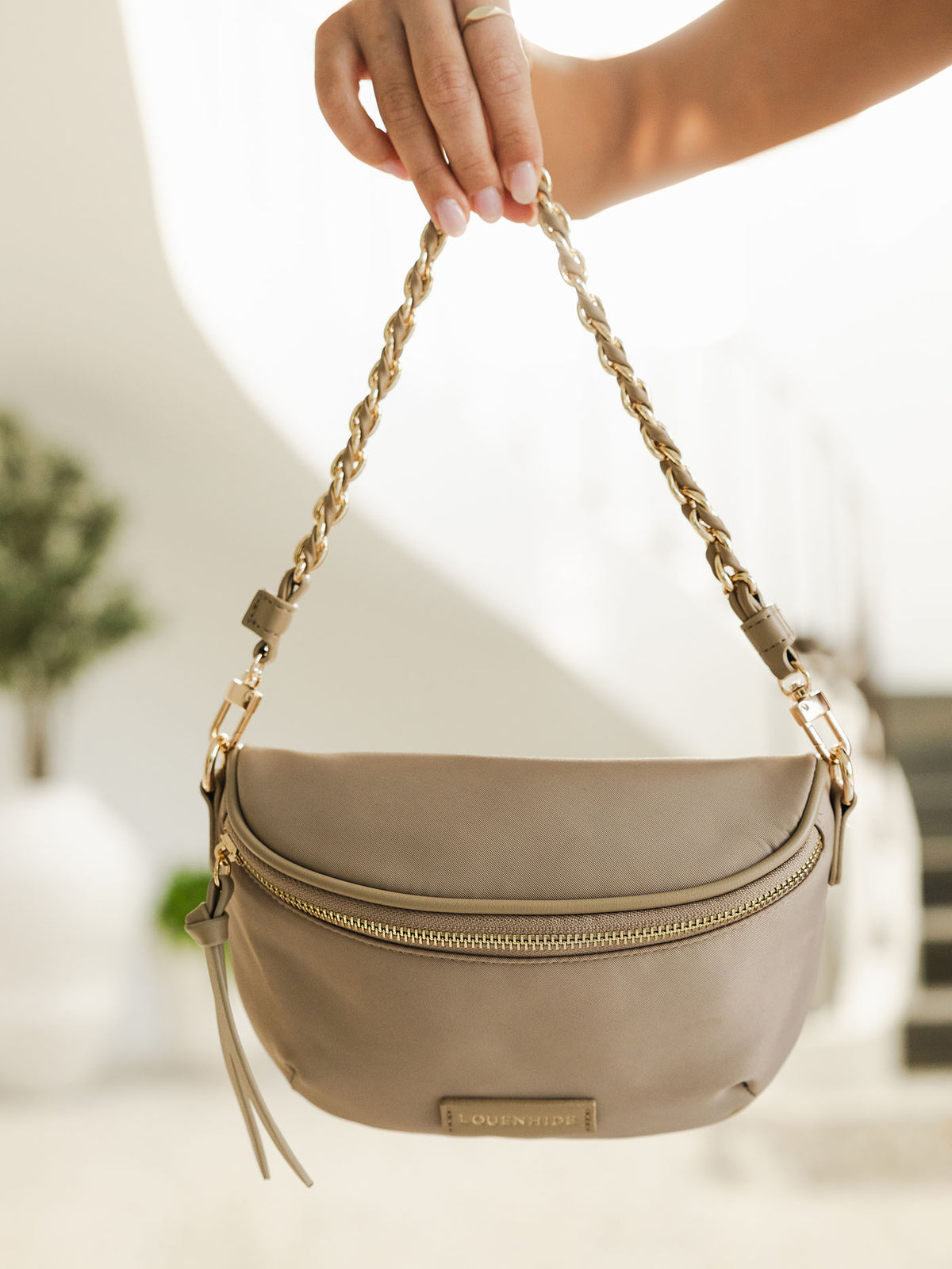 LOUENHIDE halsey nylon sling bag in beige