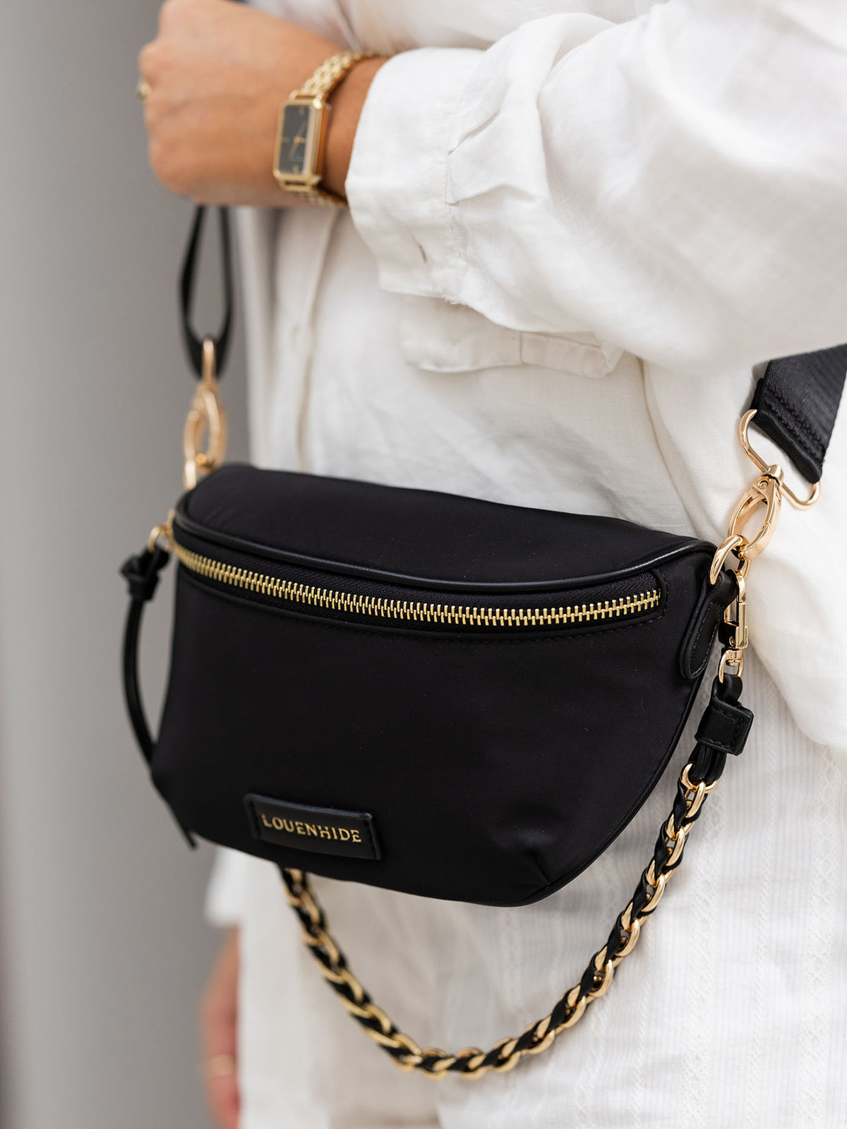 LOUENHIDE halsey nylon sling bag in black