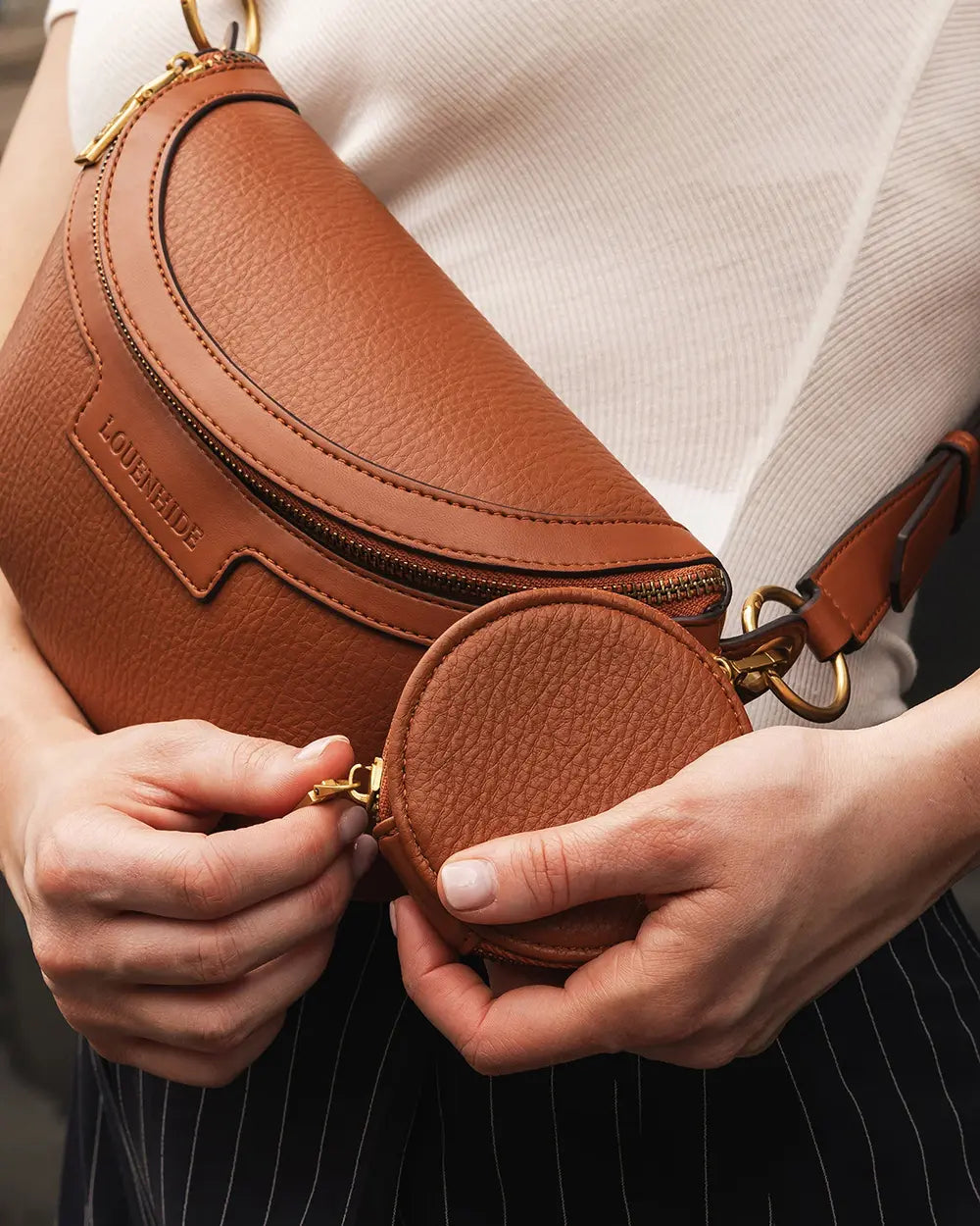 LOUENHIDE Joey Sling Bag in Tan