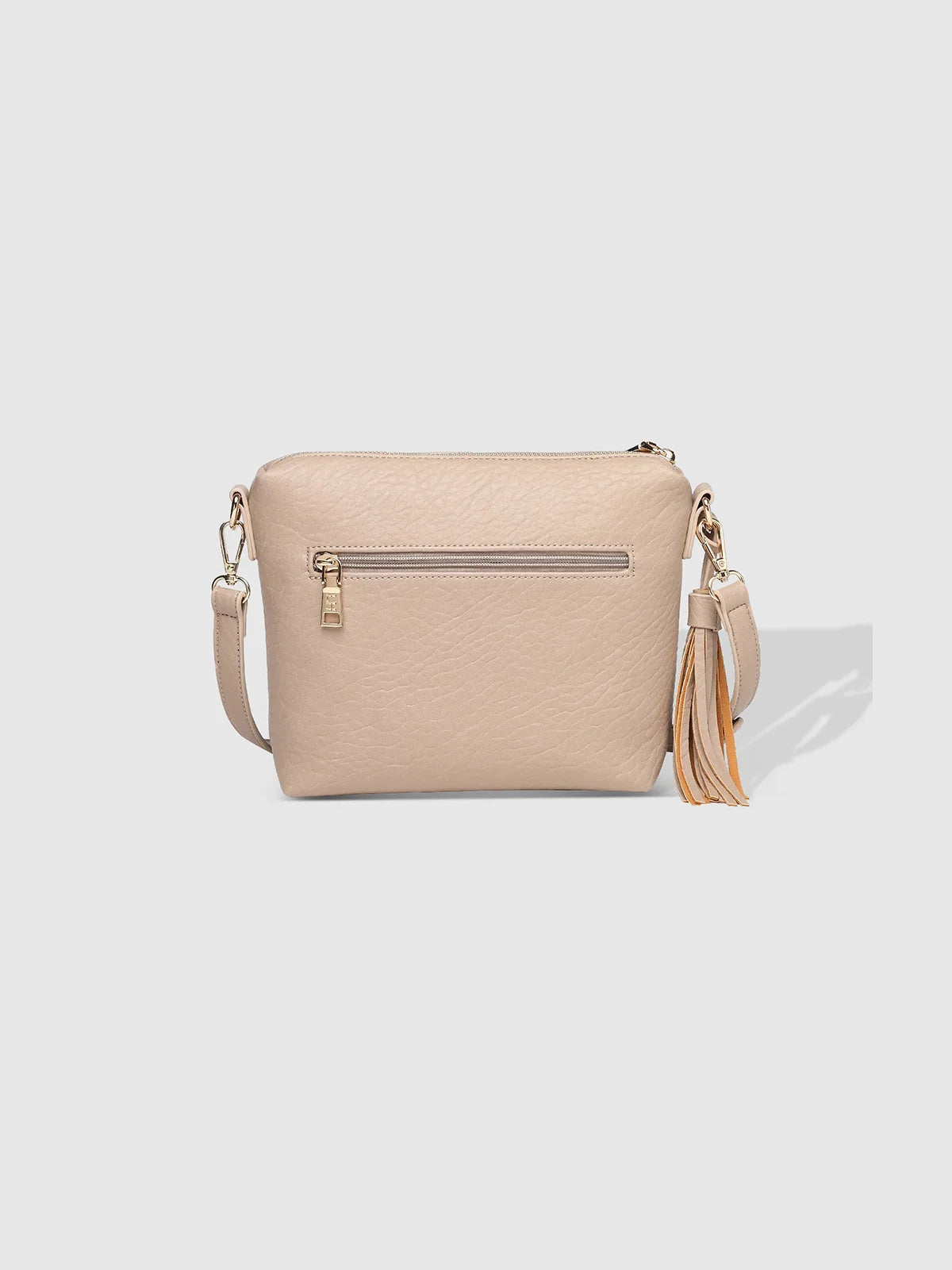 LOUENHIDE Kasey Textured Crossbody Bag with Logo Strap Putty Faux Leather