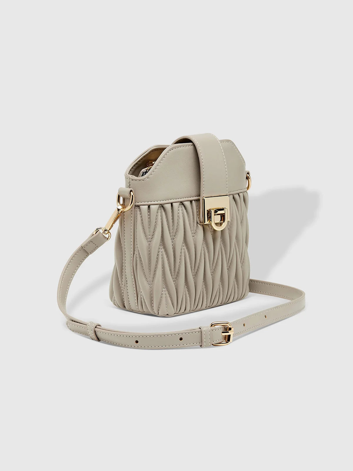 LOUENHIDE Layla Crossbody Bag Light Grey Faux Leather