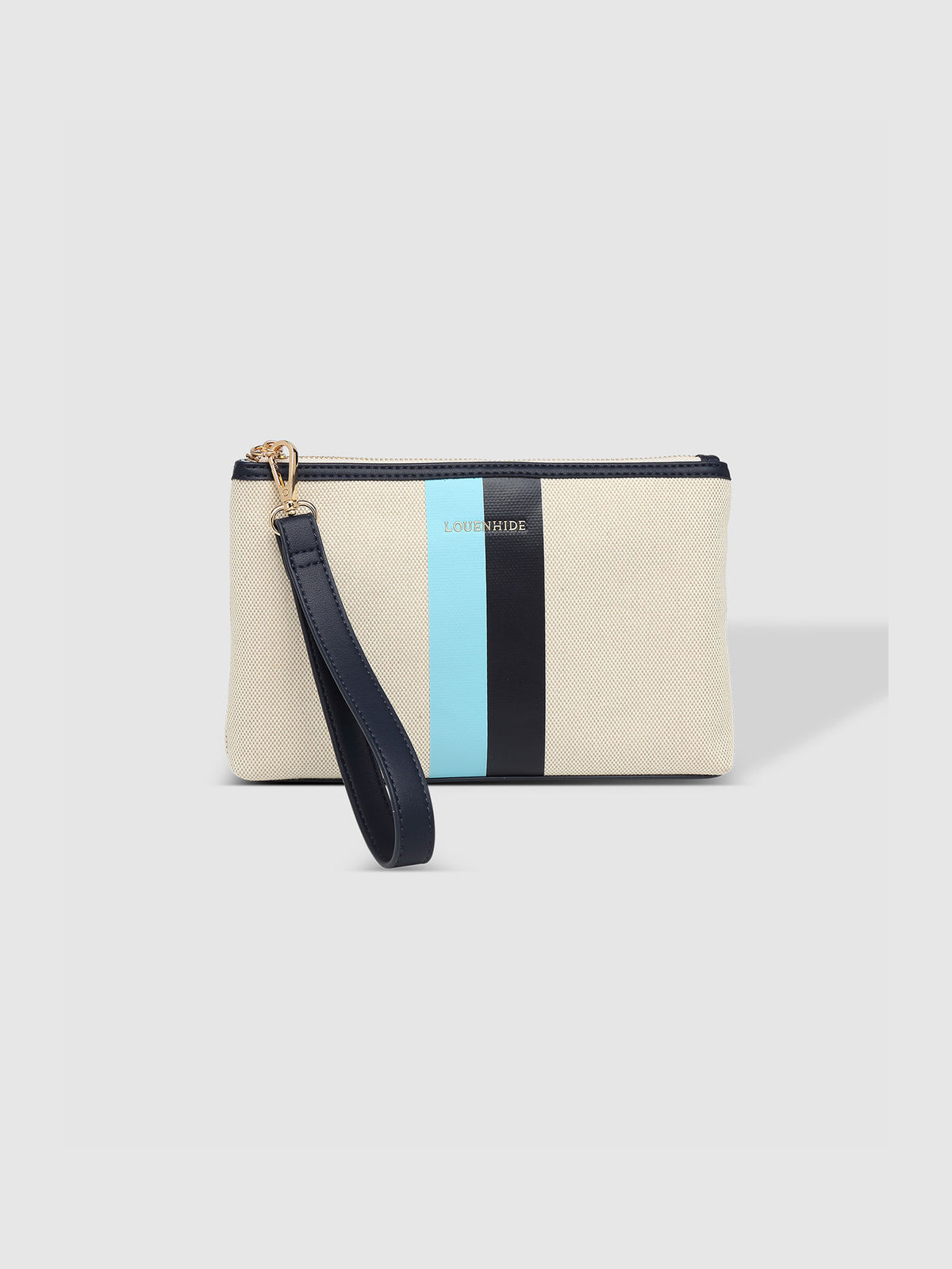 LOUENHIDE mimi painted canvas wristlet in sky blue