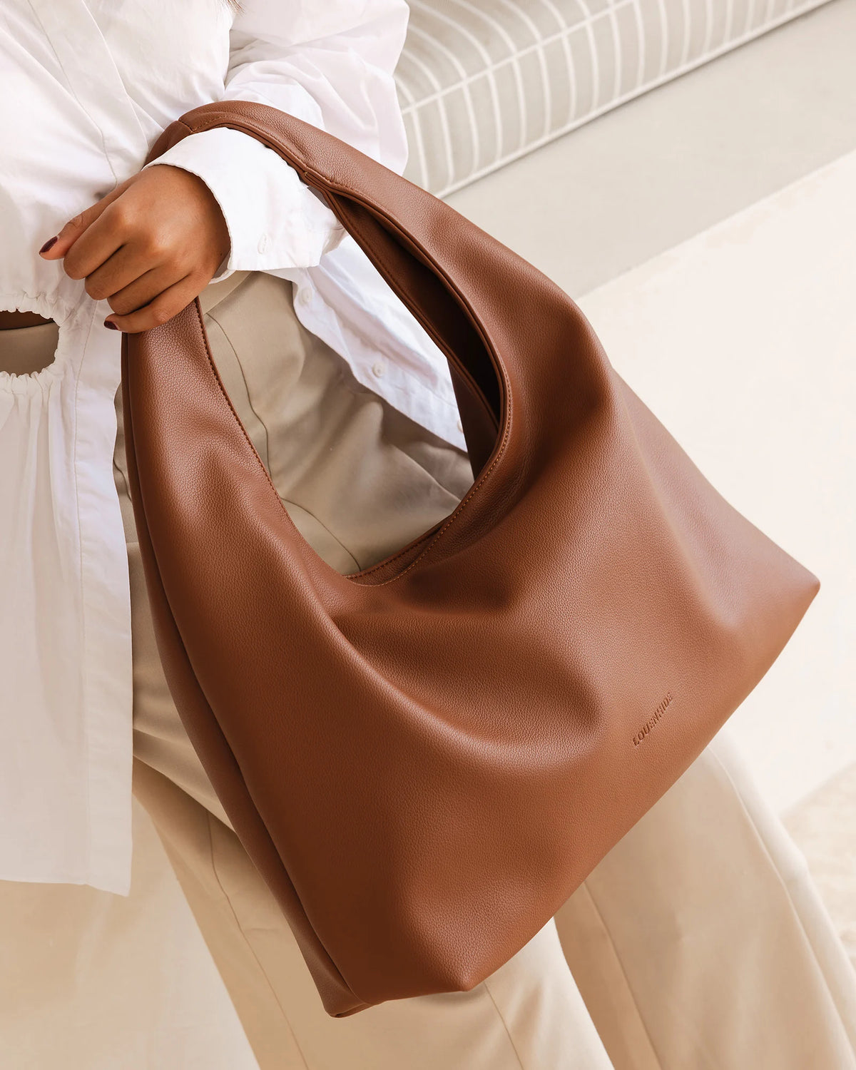 LOUENHIDE Monaco Shoulder Bag Tan Faux Leather