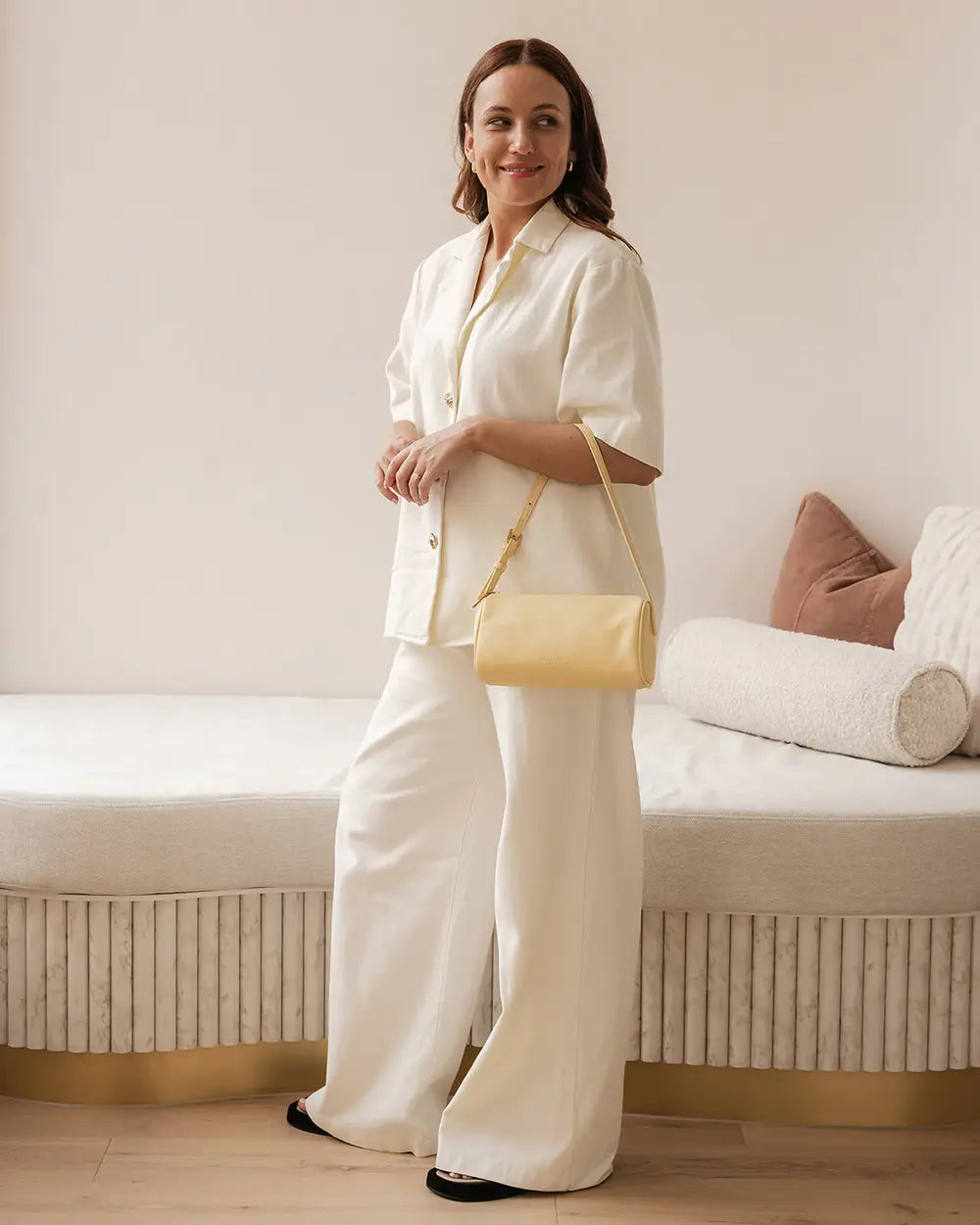 LOUENHIDE Serena Shoulder Bag in Butter Yellow