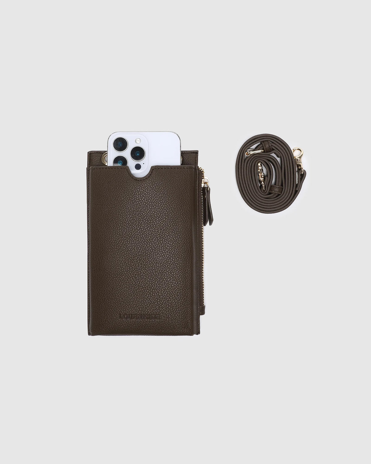 LOUENHIDE Suki RFID Phone Bag in Chocolate
