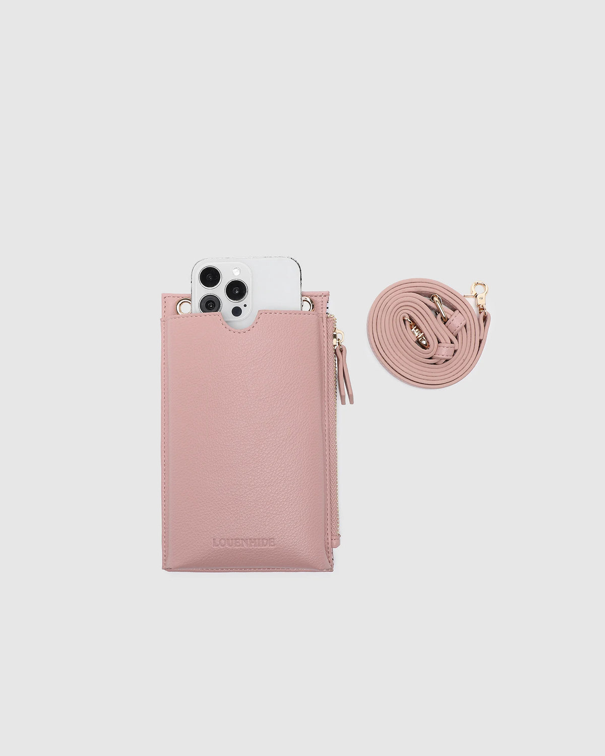 LOUENHIDE Suki RFID Phone Bag in Dusty Pink