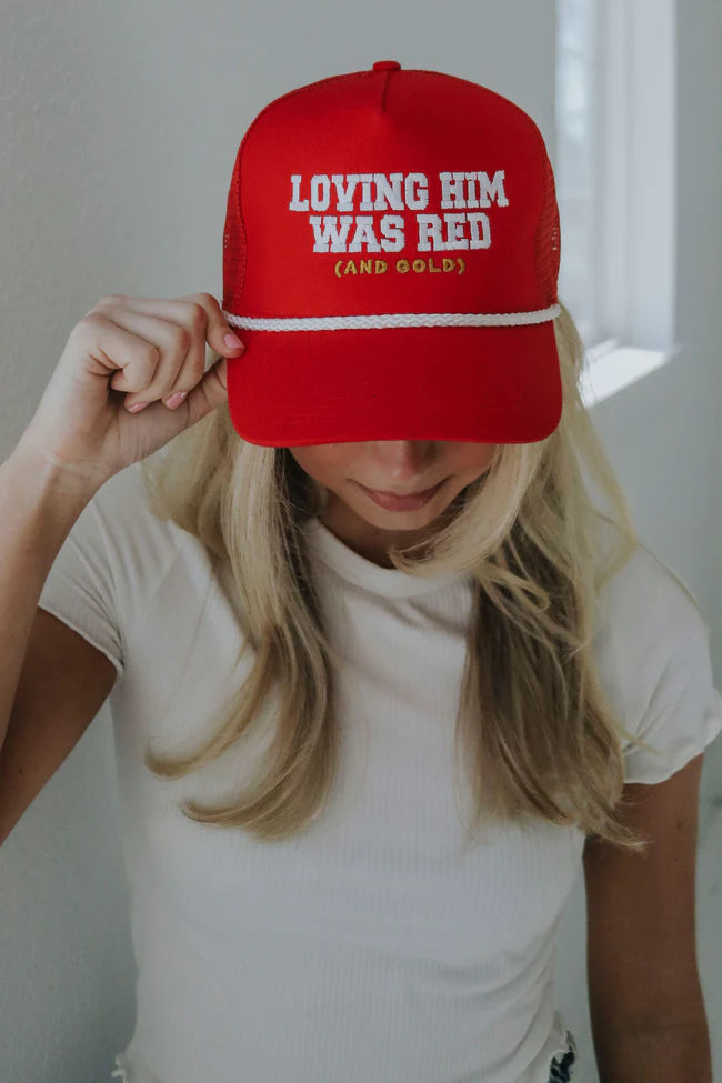 Loving Him Was Red and Gold Trucker
