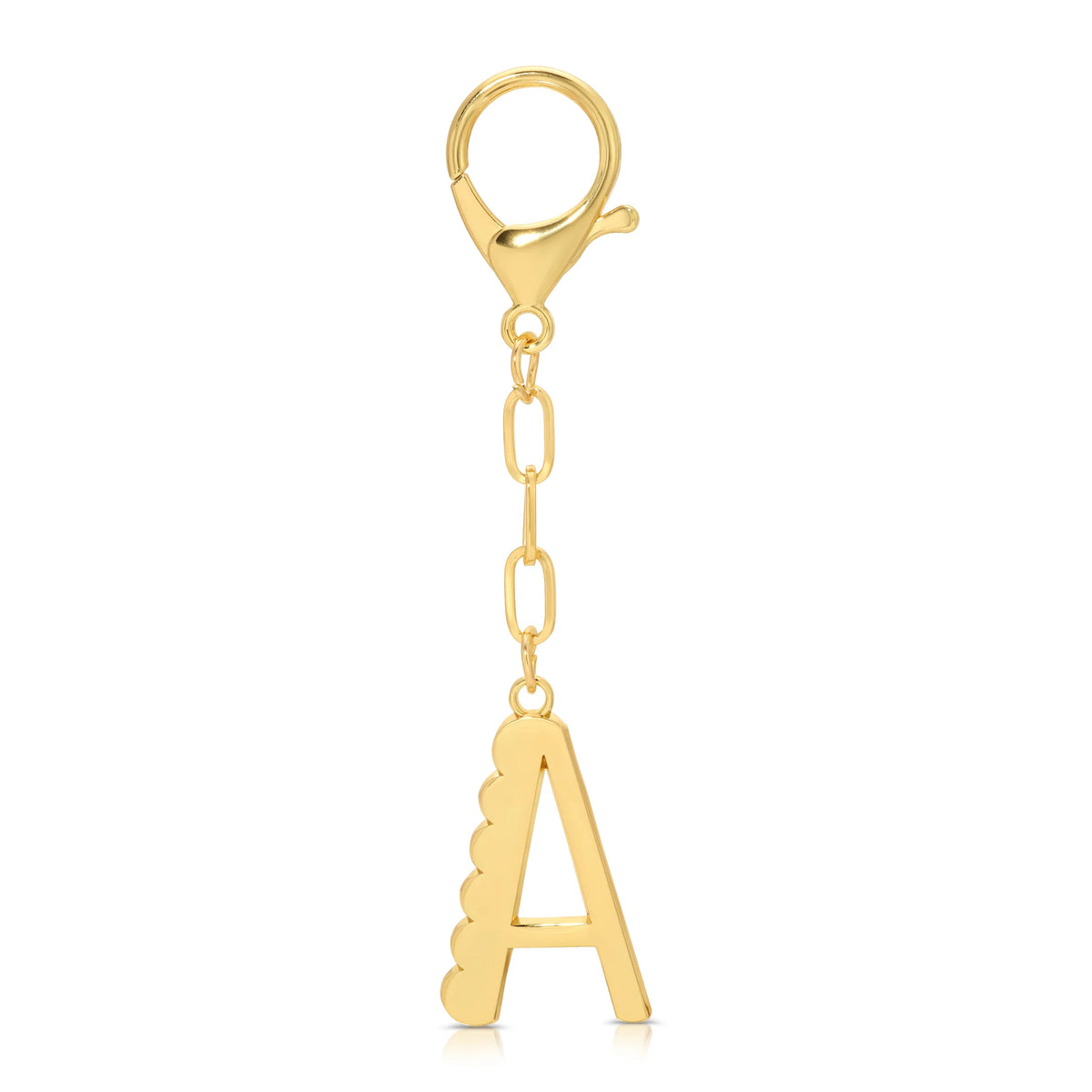 Lucky Feather Enamel Initial Bag Charm Letter A Gold Plated