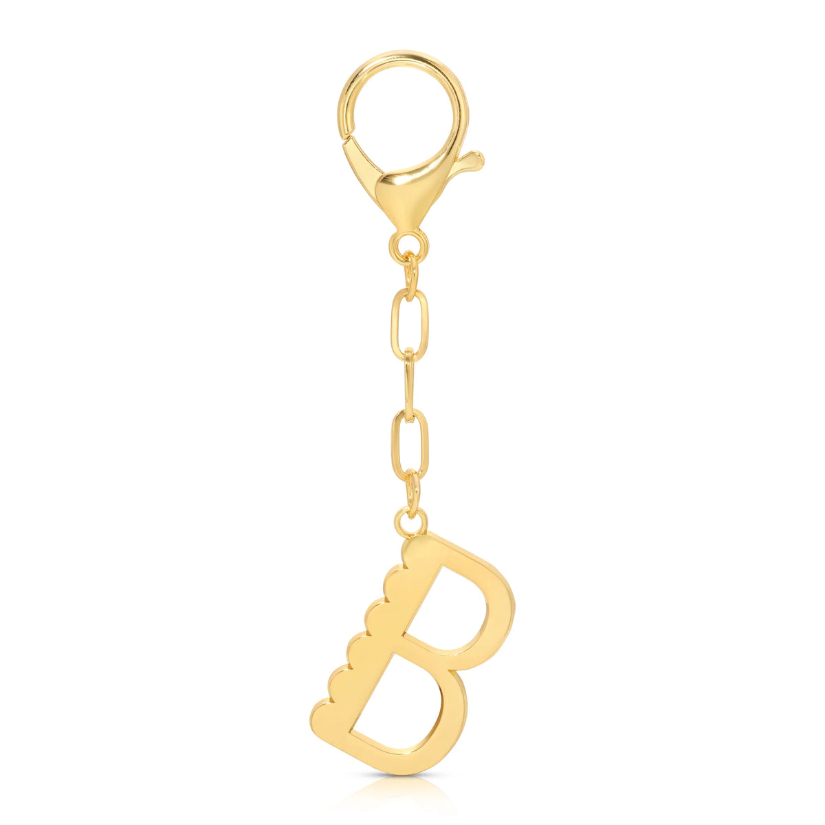 Lucky Feather Enamel Initial Bag Charm Letter B Gold Plated