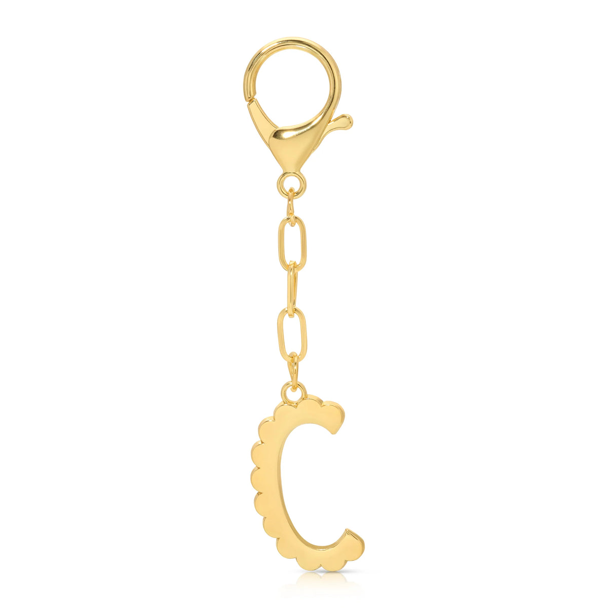 Lucky Feather Enamel Initial Bag Charm Letter C Gold Plated