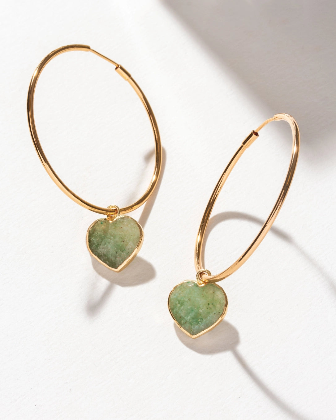 luna norte jewelry green aventurine conversation heart hoop earrings