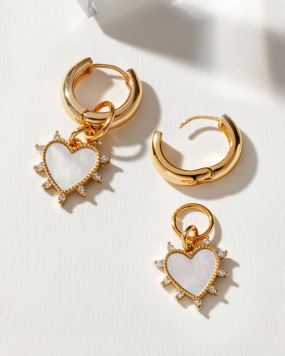 dolce cuore charm huggie hoop heart earrings by luna norte jewelry