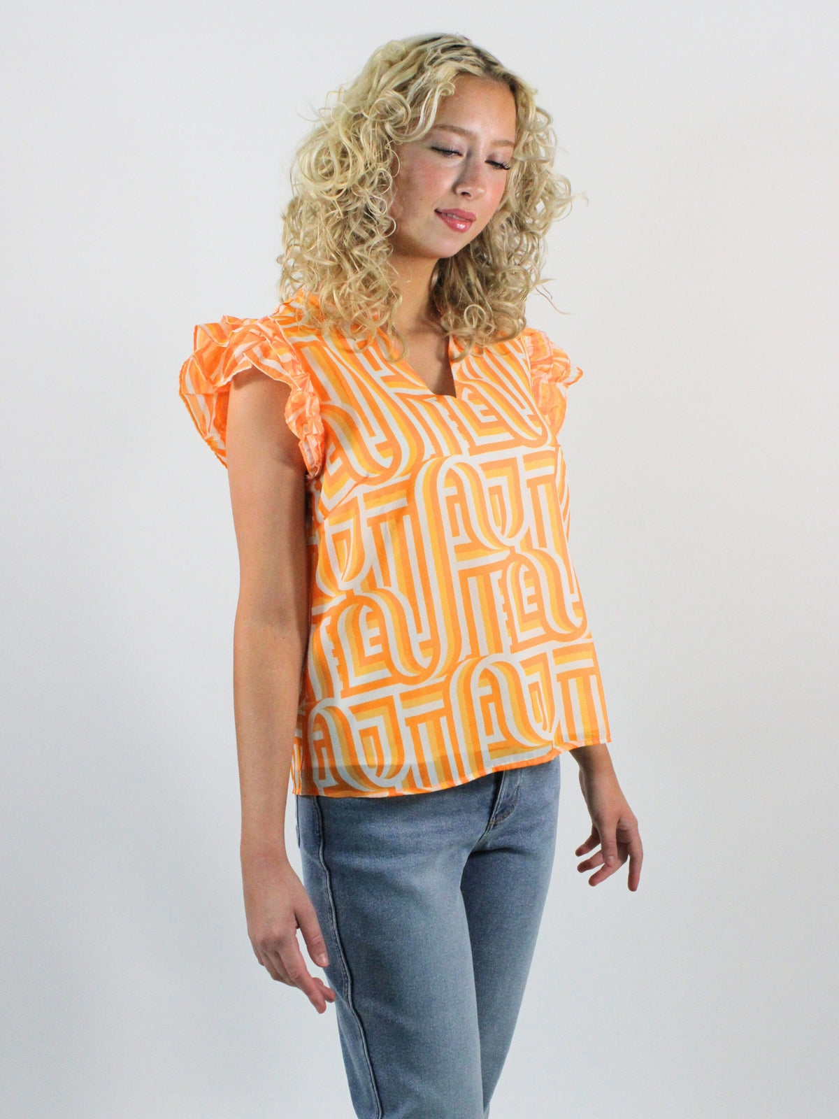 Marley Touchdown Ruffle Sleeve Top side