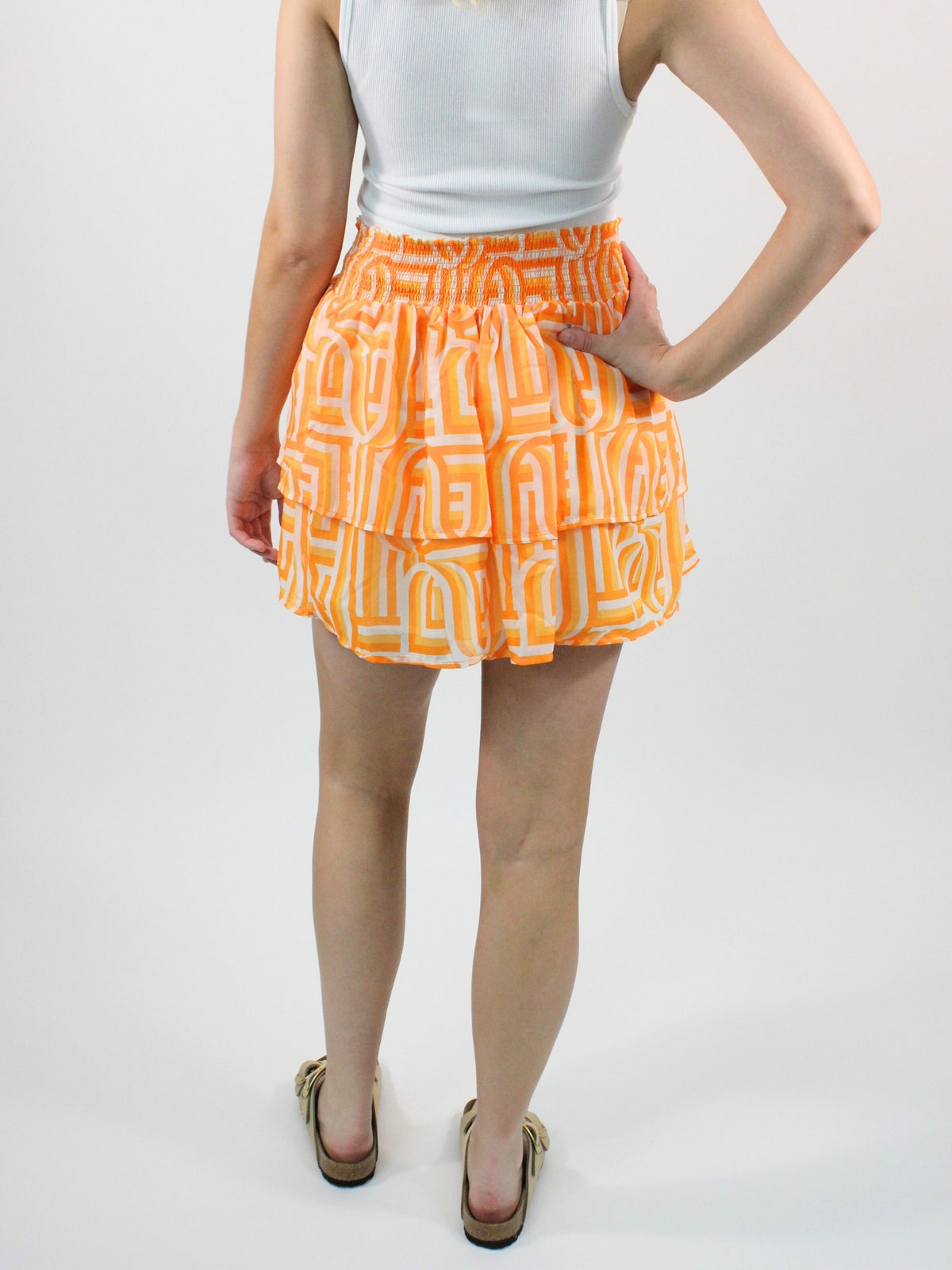 Marley Touchdown Tiered Skirt Orange White
