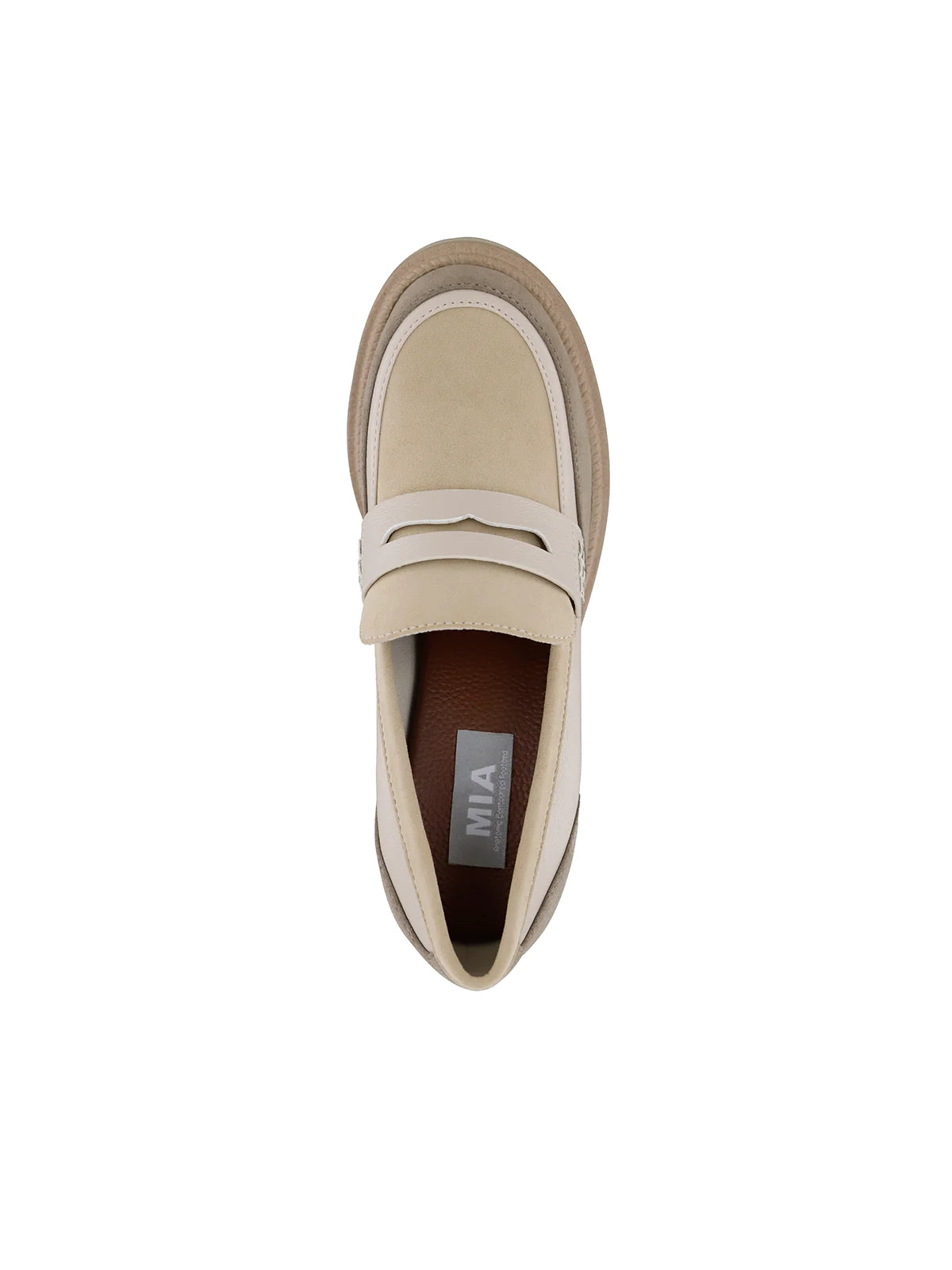 MIA nissa platform penny loafer in sand beige taupe