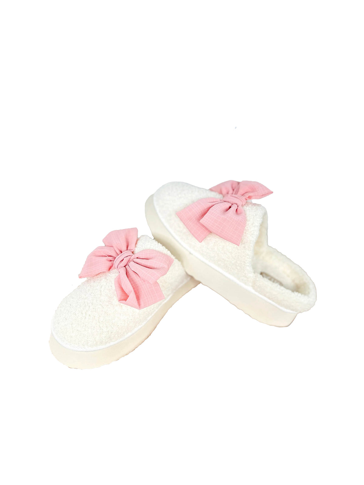 MIA Imani Bow Shearling Slippers in Blush