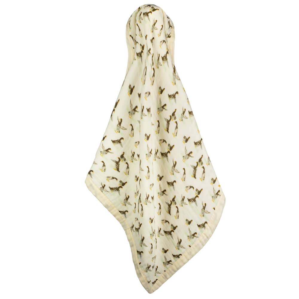 MilkBarn Ducks Big Lovey Three-Layer Muslin Blanket