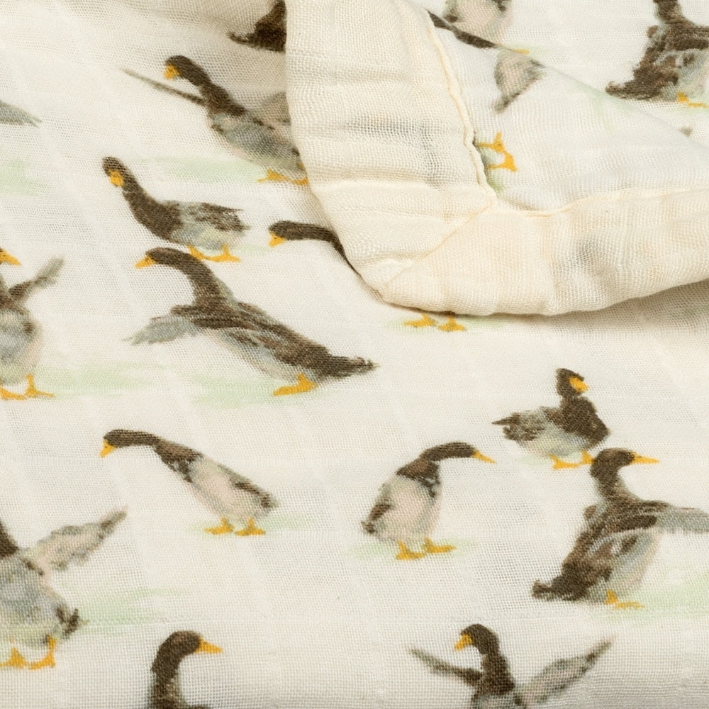 MilkBarn Ducks Big Lovey Three-Layer Muslin Blanket
