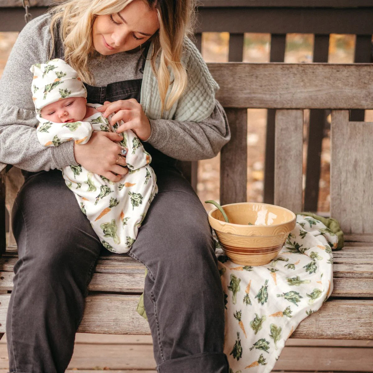 MilkBarn Fresh Veggies Big Lovey Three-Layer Muslin Blanket