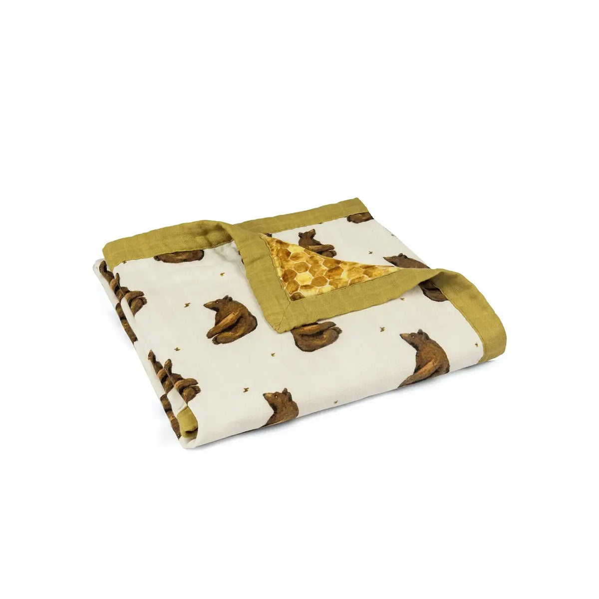 MilkBarn Honey Bear Big Lovey Three-Layer Muslin Blanket