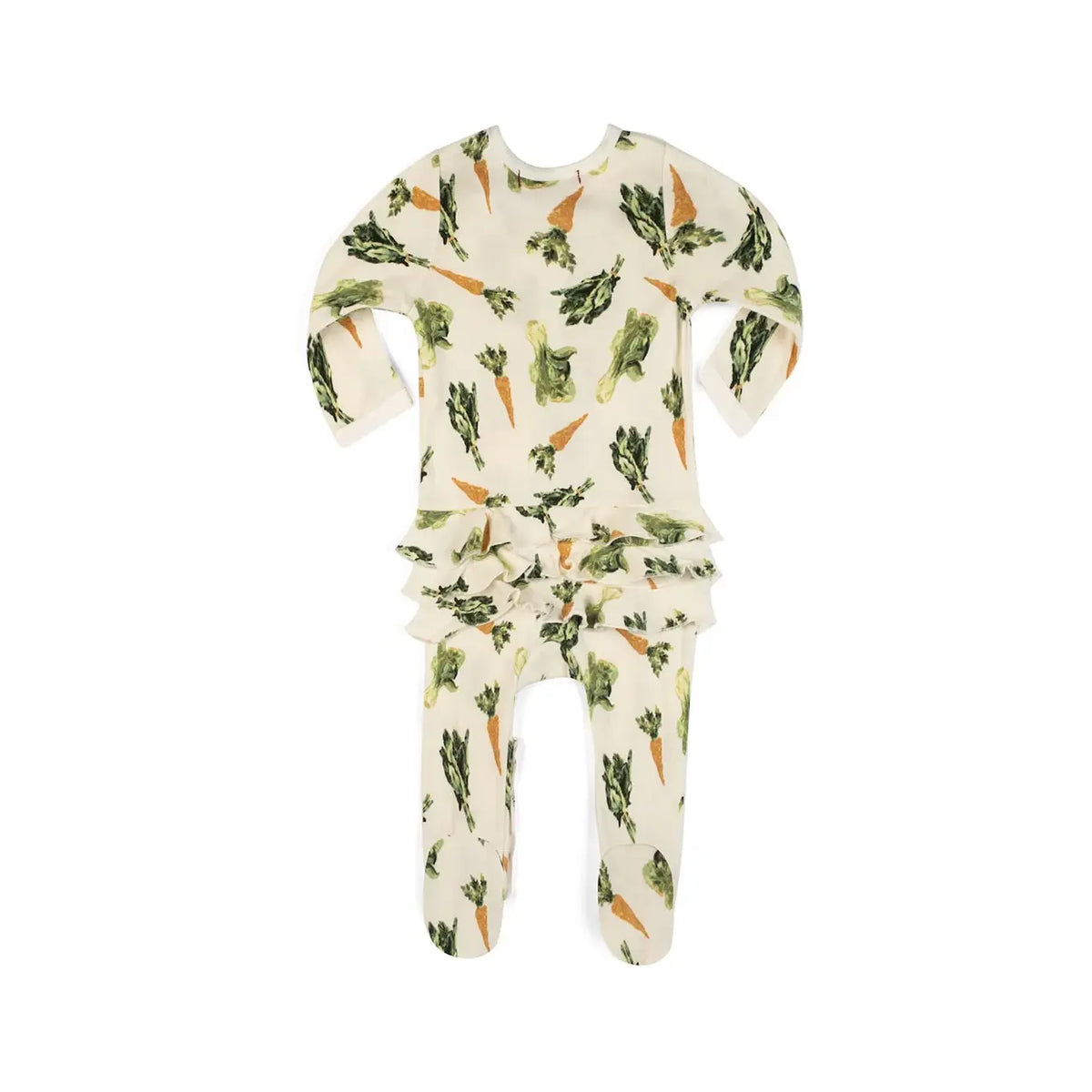 Milkbarn Fresh Veggies Organic Cotton Ruffle Zipper Footed Romper