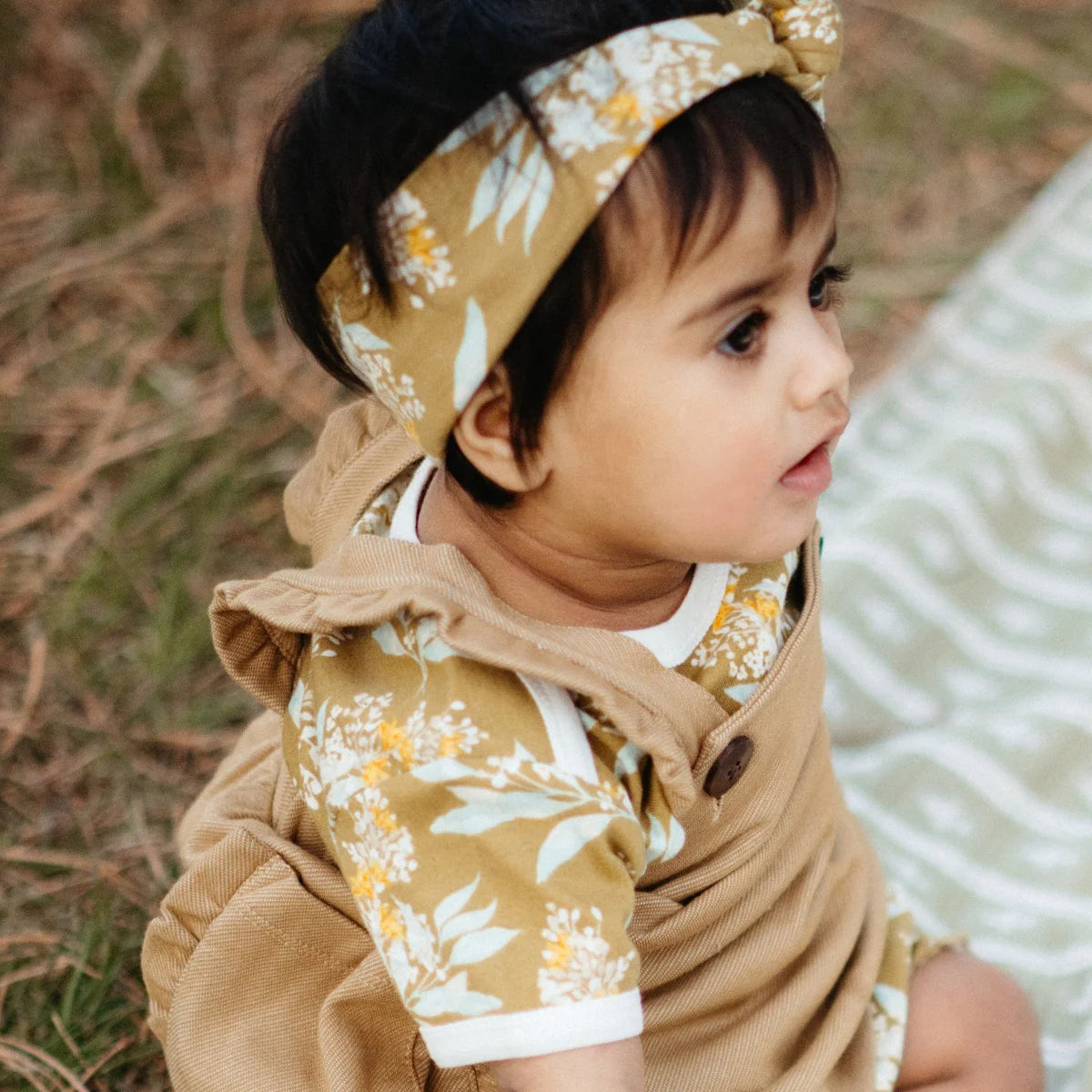 Milkbarn Gold Floral Organic Cotton Short Sleeve One Piece