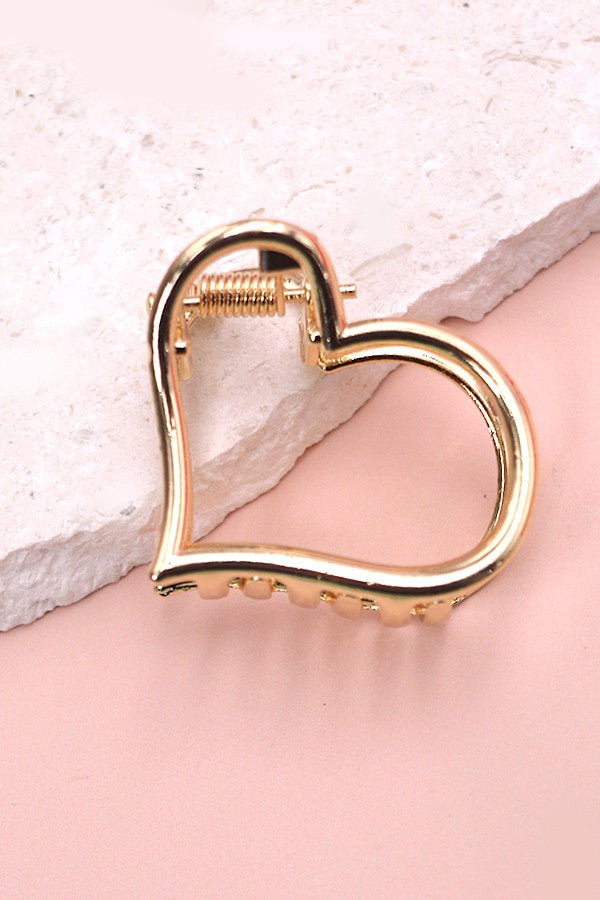 mini gold shape heart hair claw clip