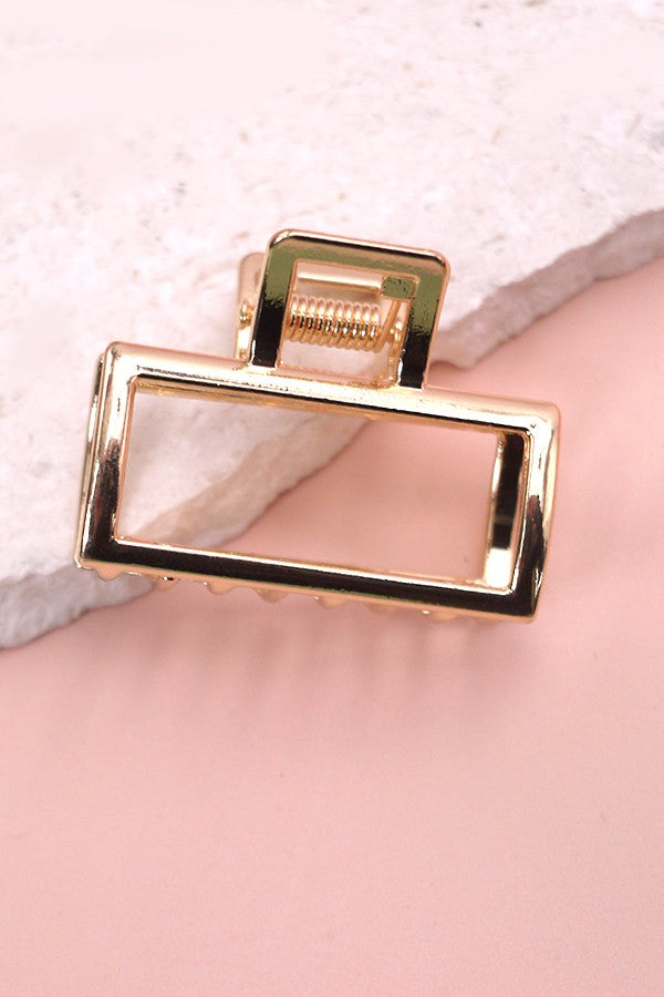 mini gold shape rectangle hair claw clip