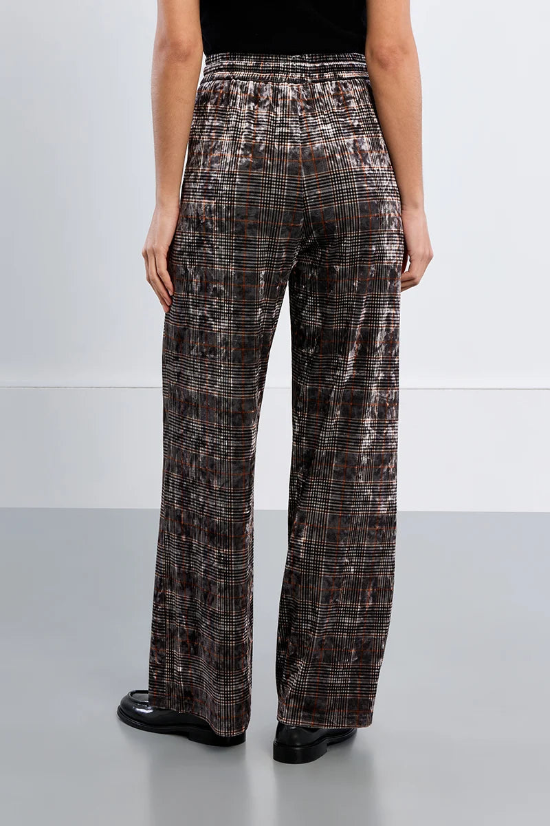 Molly Bracken Checked Velvet Pants brown 