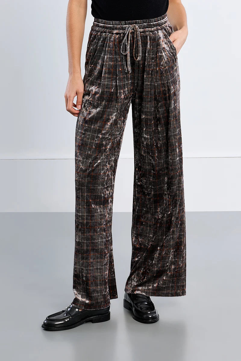 Molly Bracken Checked Velvet Pants brown 