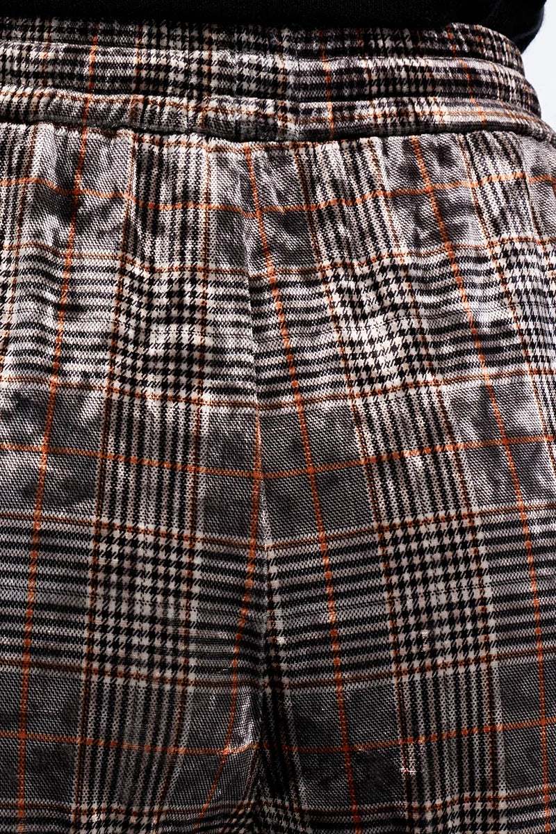 Molly Bracken Checked Velvet Pants brown 
