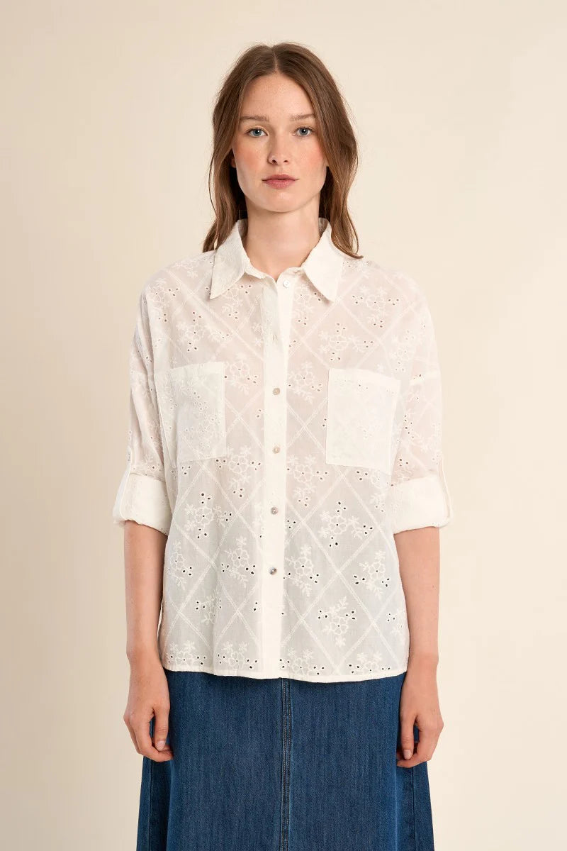 Molly Bracken Broderie Anglaise Shirt off white 