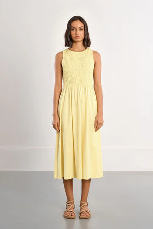 Molly Bracken Smocked Midi Dress yellow 