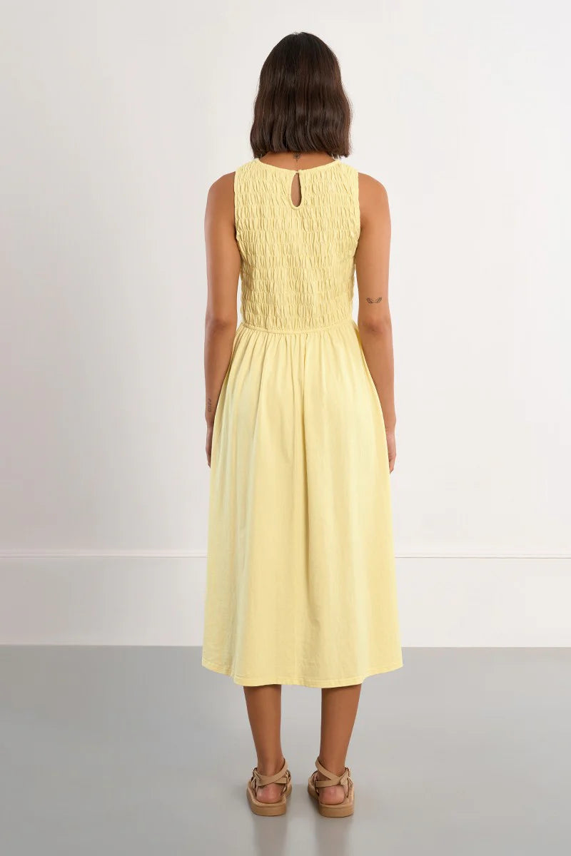 Molly Bracken Smocked Midi Dress yellow 