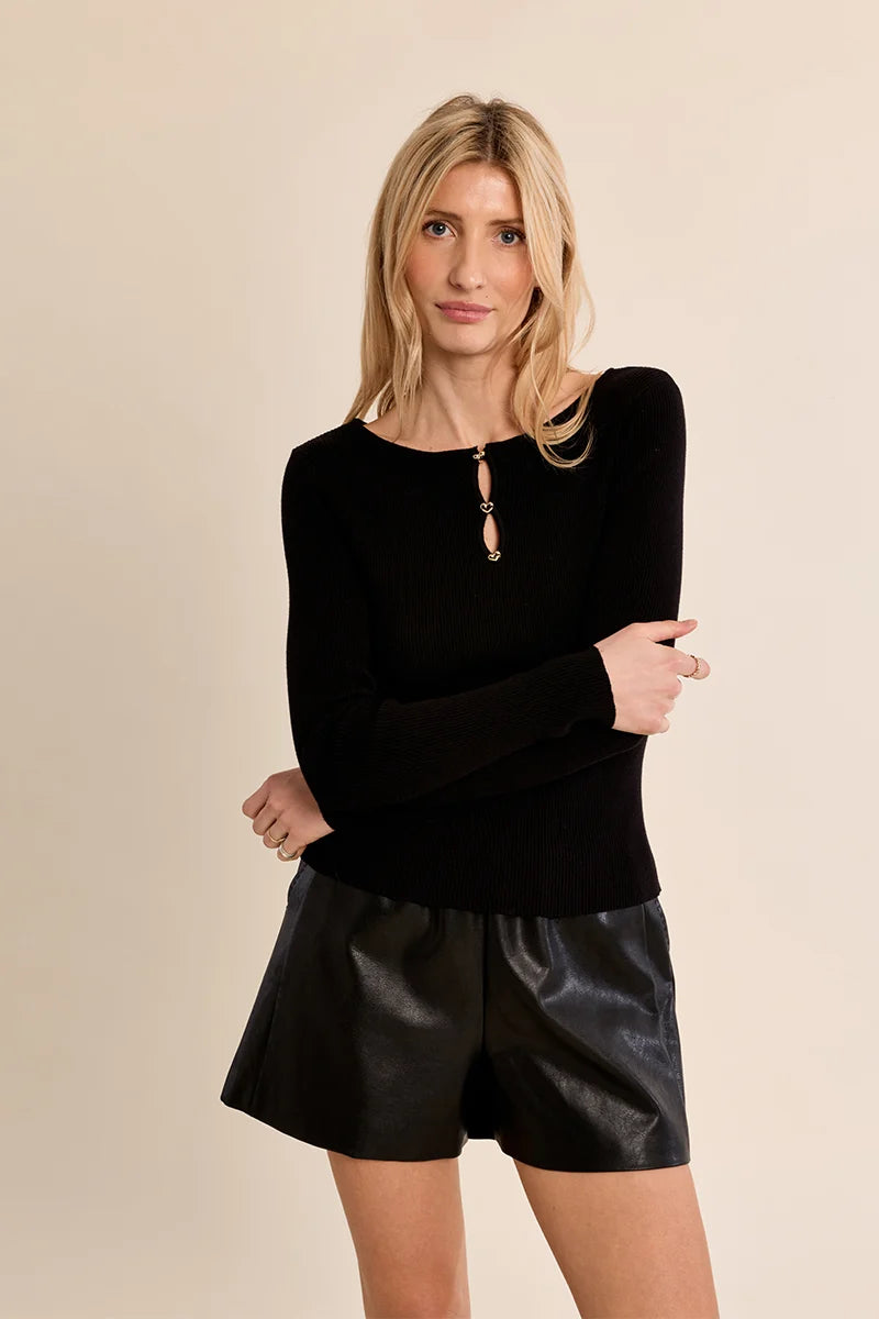 Molly Bracken Heart Ribbed Sweater black 
