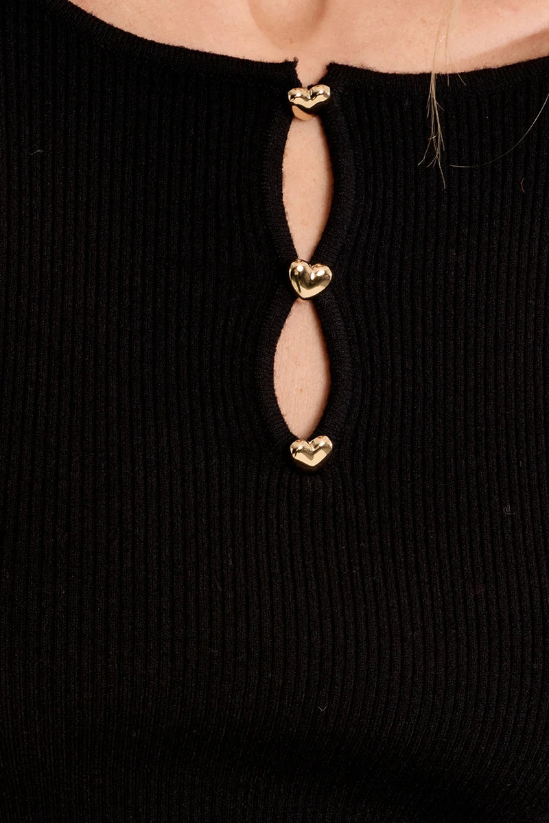 Molly Bracken Heart Ribbed Sweater black 