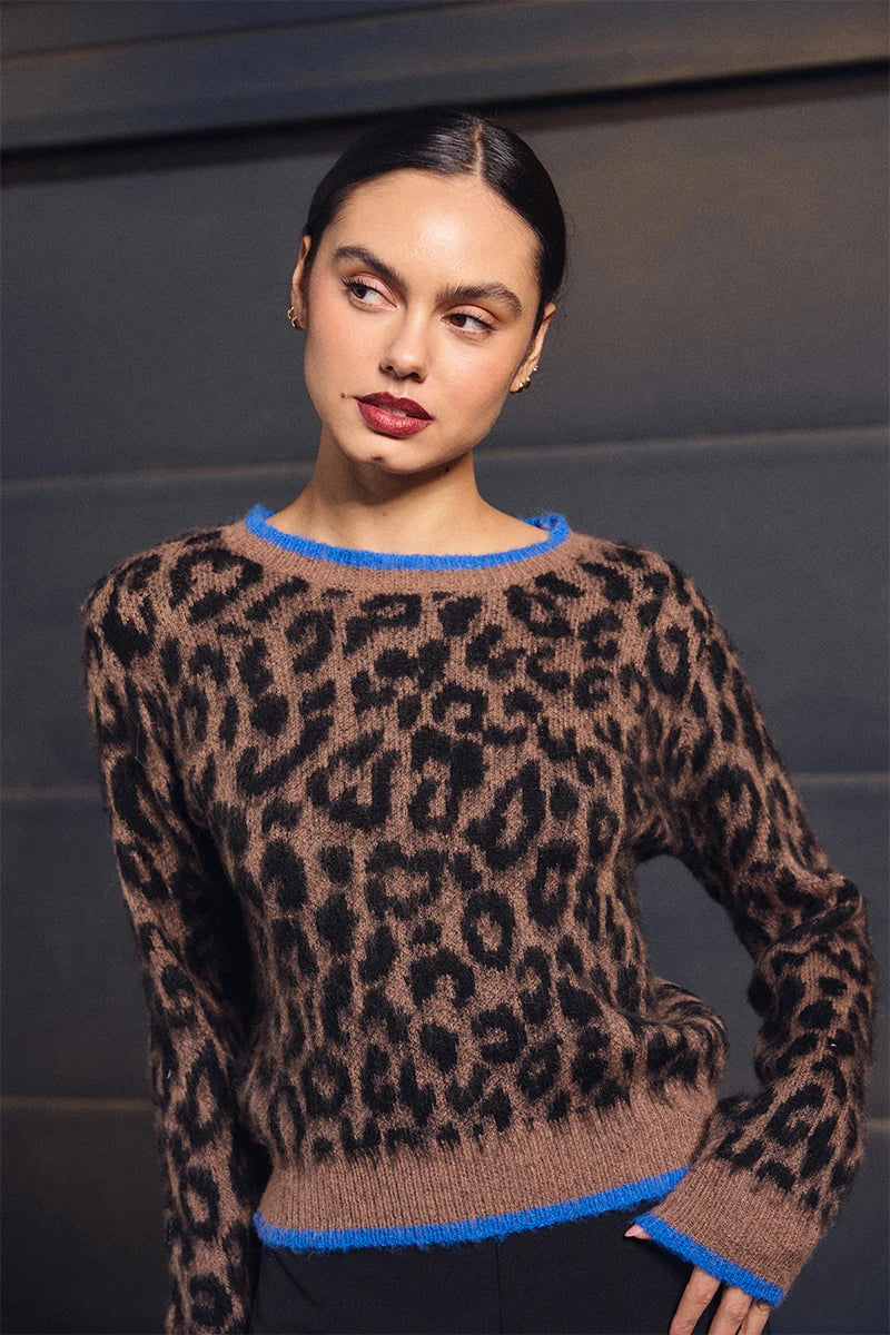 Molly Bracken Leopard Sweater brown 