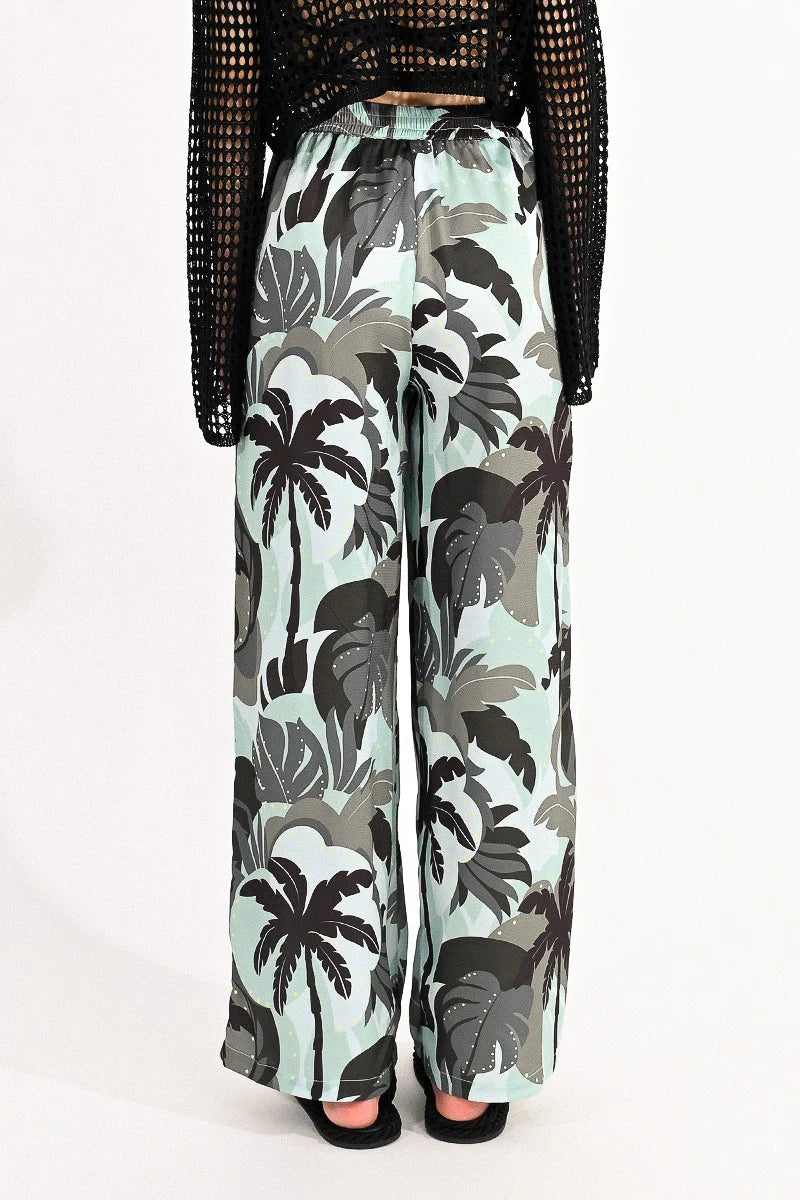 molly bracken printed pants in khaki jungle-back view