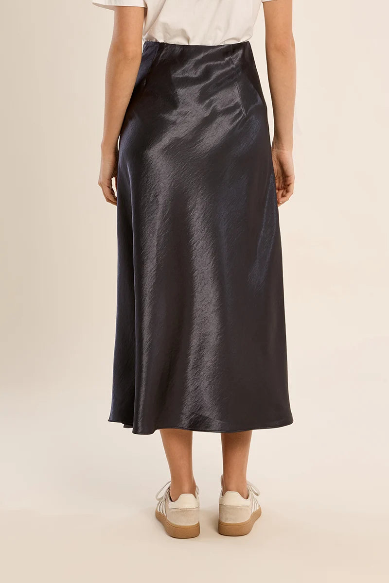 Molly Bracken Satin High-Waisted Skirt gunmetal 