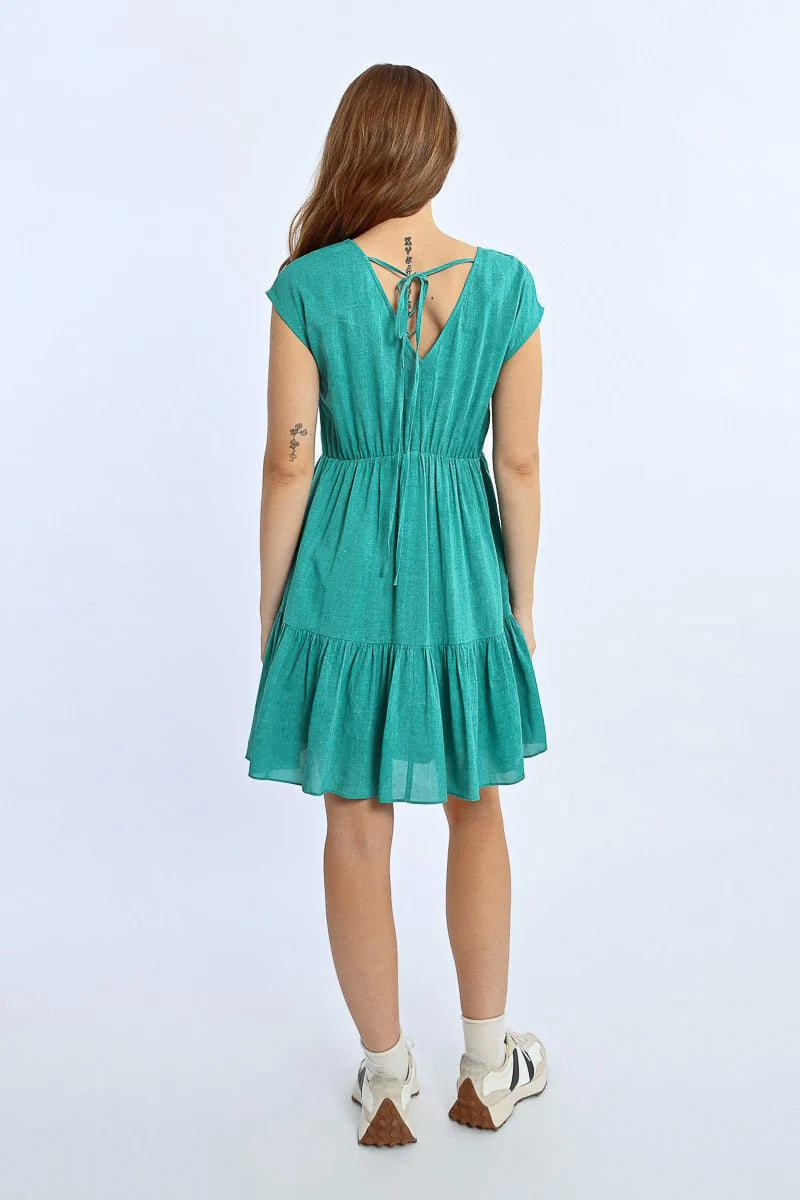 short green ruffle dress RYRJJ Womens Long Puff Sleeve Short Mini Cottagecore Dress Smocked Ruffle Sweetheart Neckline Date Night Dresses(Green,L)