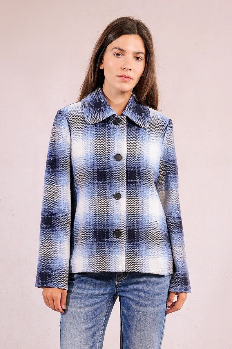 Molly Bracken Short Plaid Button Jacket