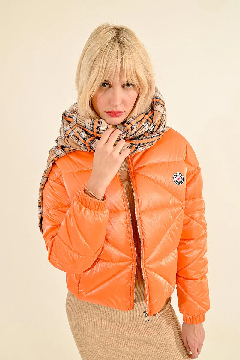 Molly Bracken Short Quilted Jacket in orange-front