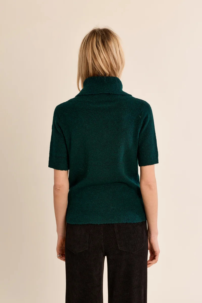 Molly Bracken Cowl Neck Sweater cream forest green 
