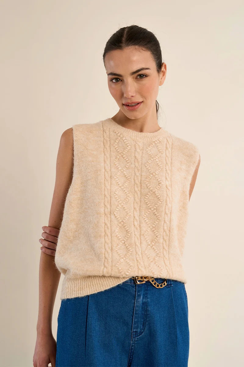 Molly Bracken Ribbed Sweater cream 