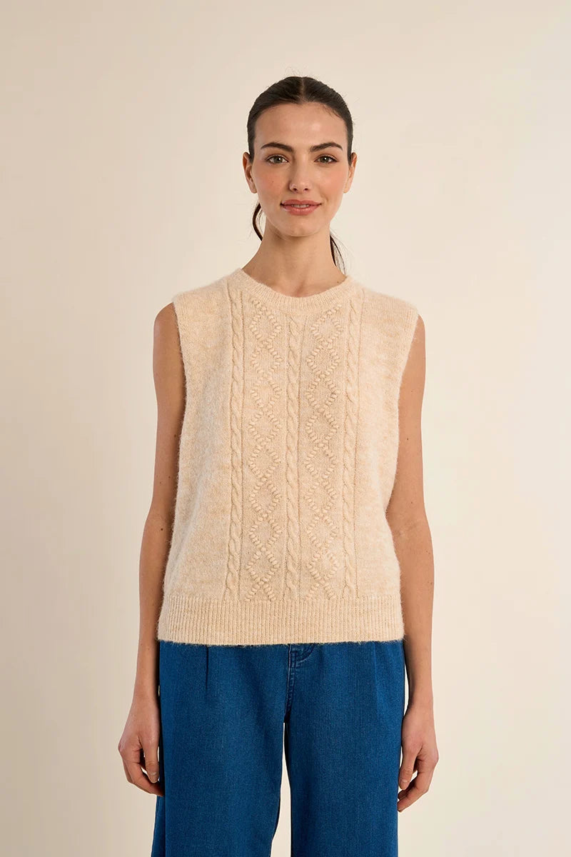 Molly Bracken Ribbed Sweater cream 