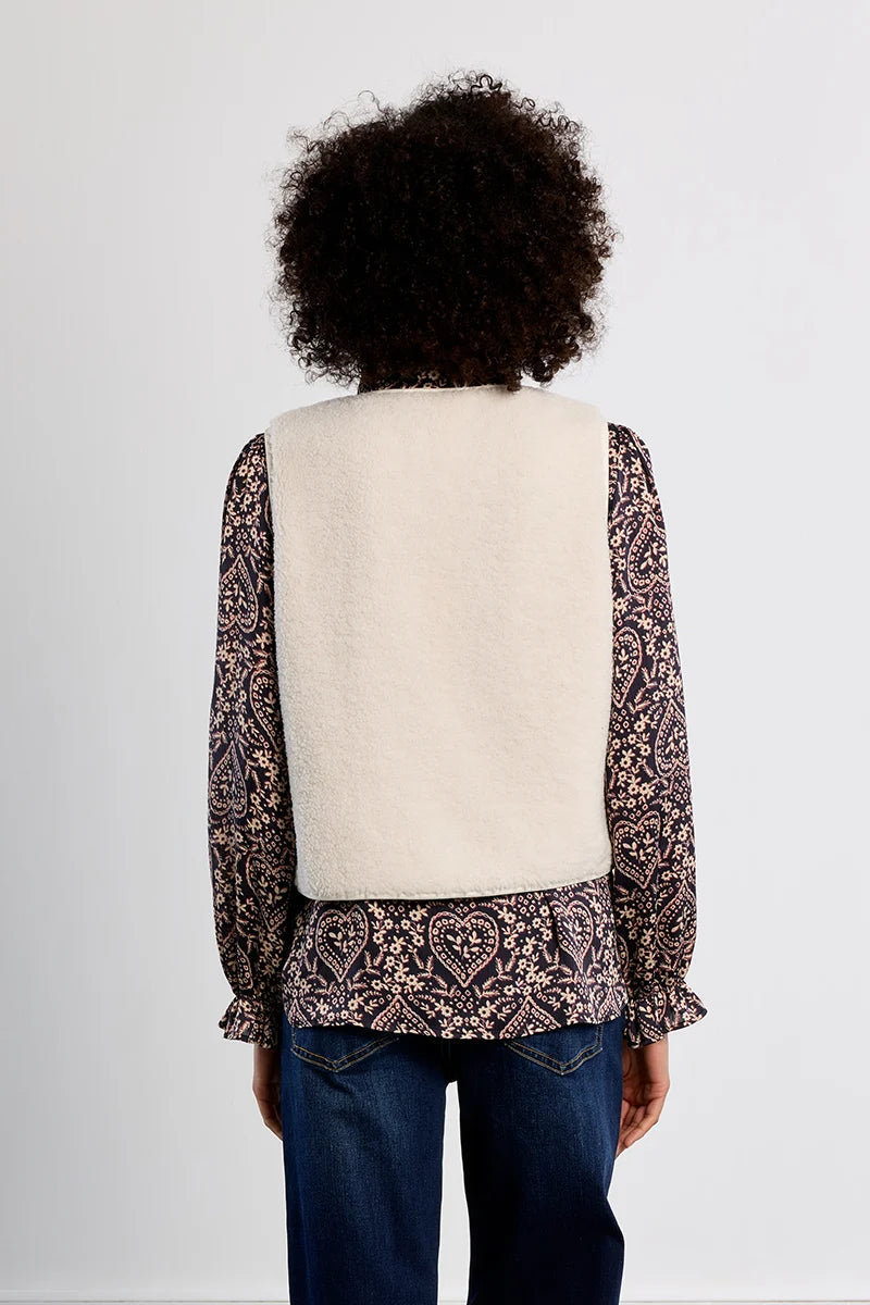Molly Bracken Faux Sheepskin Vest off white 